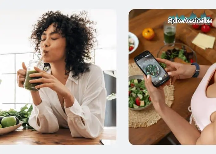 Image of woman looking into her diet and fat freezing Robroyston to improve her health